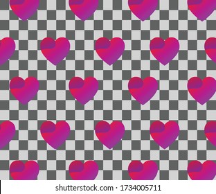 Art pattern Heart on checkers background. 