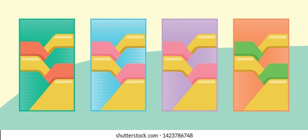Art pattern of summer backgrounds with bright juicy colors, 3D effect and geometric elements. Abstract design cards for print, flyers, banners, invitations, special offers, announcements, covers