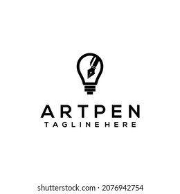 Vector de concepto del logotipo de la pluma de arte aislado en fondo blanco