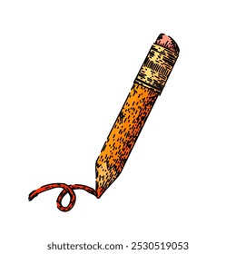 art pencil hand drawn. lead color, tool school, office artist art pencil vector sketch. isolated color illustration