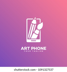 Art phone logo design template. Vector illustration.