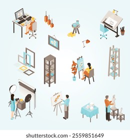 Art Photo Design Studio Isometric Set