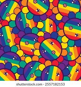 Art picture of beautiful rainbow flowers, Pride Month