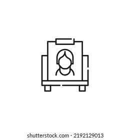Art, picture, drawing on canvas. Vector sign drawn in flat style. Suitable for sites, stores, apps. Editable stroke. Line icon of faceless person on canvas 
