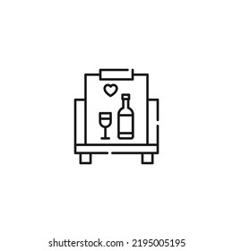 Art, picture, drawing on canvas. Vector sign drawn in flat style. Suitable for sites, stores, apps. Editable stroke. Line icon of heart over wine on canvas 