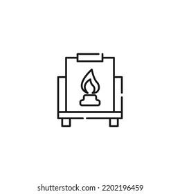 Arte, imagen, dibujo sobre lienzo. Señal del vector dibujada en estilo plano. Adecuado para sitios, tiendas, aplicaciones. Trazo editable. Icono de línea de fuego en lienzo 