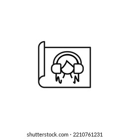 Art, picture, image concept. Simple monochrome isolated sign. Editable stroke. Vector line icon of girl on paper sheet