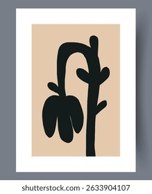 Art piece showcasing minimalist black flower designs set against a soft, pleasing background