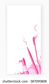 art pink beauty background with cosmetic elements