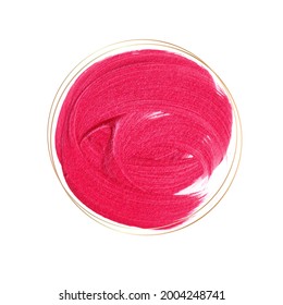 Art pink logo design background with golden round frame - Vector.
