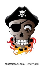 Art Pirate Skull .Hand drawing and make graphic vector.