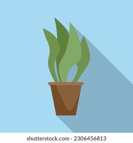 Art plant pot icon flat vector. Home indoor. Summer leaf