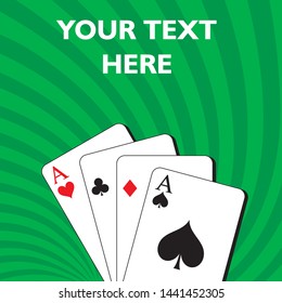 art with playing cards in vector with green background and space for text