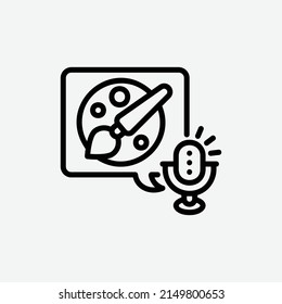  art podcast icon, isolated podcast outline icon in light grey background, perfect for website, blog, logo, graphic design, social media, UI, mobile app