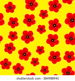 Art poppy flower back pattern seamless yellow