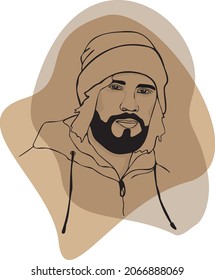 Art portrait of a man with an oriental beard, hipster, Scandinavian style, sporty man. The concept of tolerance and freedom.