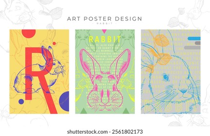 art poster cute rabbit design style