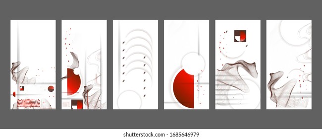 Art Poster design Japanese style templates set invitations to lines abstract background for book cover texture brochure