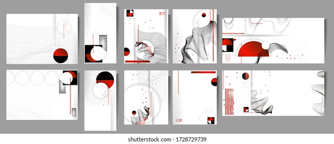 Art Poster design Japanese style templates set invitations to lines abstract background for book cover texture brochure