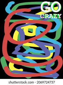 art poster go crazy abstract lines of different colors black background