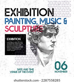 Art posters for an exhibition of painting, culture, sculpture, music and design. Vector abstract modern illustrations for creative festivals and events