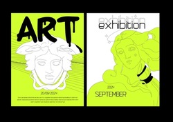 Art Posters For The Exhibition Of Painting And Sculpture. Vector Abstract Modern Illustrations For Creative Festivals And Events
