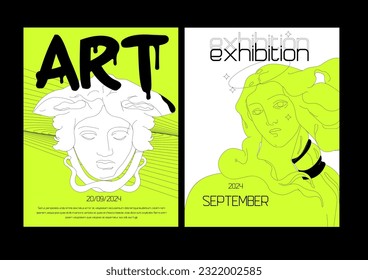 Art posters for the exhibition of painting and sculpture. Vector abstract modern illustrations for creative festivals and events