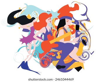 Art posters for the exhibition of painting, sculpture and music. Vector illustration of abstract background, roman column, greek sculpture, chess horse pattern for vector surrealist