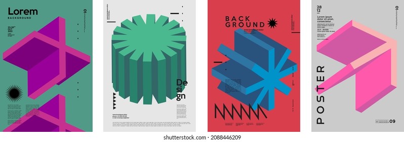 Art posters. Modern interior paintings. Abstraction posters. Set of vector illustration. Drawings and geometric shapes.