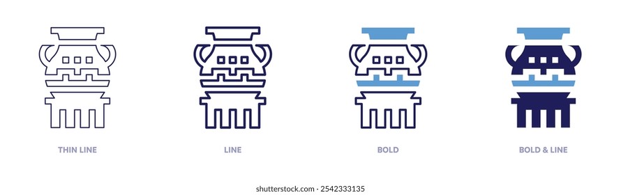 Art pottery icon in 4 different styles. Thin Line, Line, Bold, and Bold Line. Duotone style. Editable stroke.