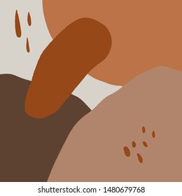 Art Print Abstract Modern Digital Painting Fashion. Scandinavian Style Color Abstraction Poster. Contemporary Print Burnt Orange. Vector Illustration Clipart.