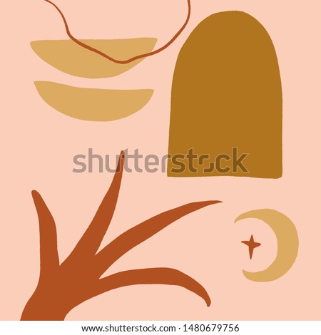 Art Print Abstract Modern Digital Painting Fashion. Scandinavian Style Color Abstraction Poster. Contemporary Print Burnt Orange. Vector Illustration Clipart.