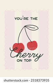 Art Print Cherry Love Message Quote Minimalist Cool Funky Poster