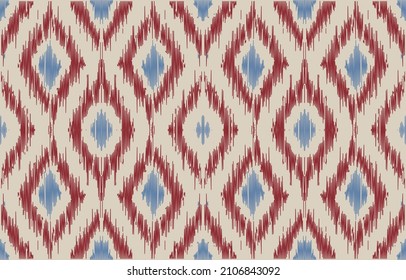 Art print of Ikat Seamless Pattern  Design for background,carpet,wallpaper,clothing,wrapping,Batik,fabric,Vector illustration.embroidery style.