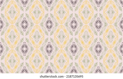 Art print of Ikat Seamless Pattern  Design for background,carpet,wallpaper,clothing,wrapping,Batik,fabric,Vector illustration.embroidery style.