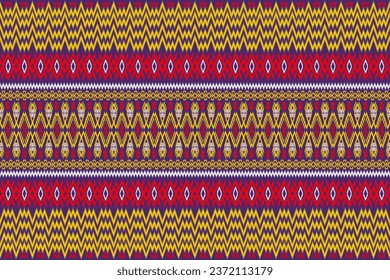 Art print of Ikat Seamless Pattern Design for background,carpet,wallpaper,clothing,wrapping,Batik,fabric,Vector illustration.embroidery style.