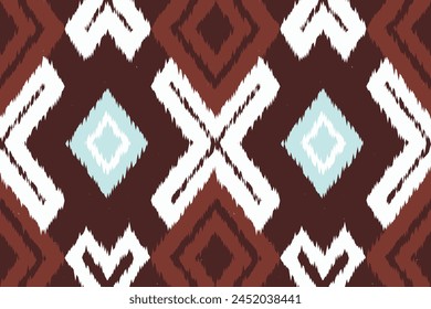 Art print of Ikat Seamless Pattern Design for background,carpet,wallpaper,clothing,wrapping,Batik,fabric,Vector illustration.embroidery style.
