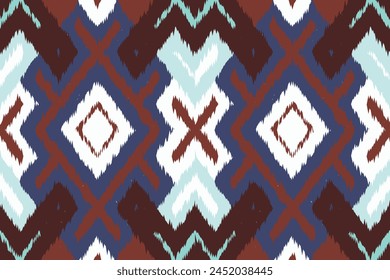Art print of Ikat Seamless Pattern Design for background,carpet,wallpaper,clothing,wrapping,Batik,fabric,Vector illustration.embroidery style.