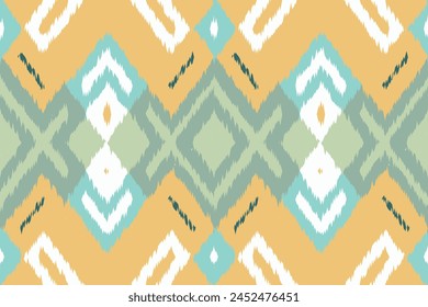 Art print of Ikat Seamless Pattern Design for background,carpet,wallpaper,clothing,wrapping,Batik,fabric,Vector illustration.embroidery style.