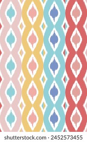 Art print of Ikat Seamless Pattern Design for background. Abstract ethnic pattern art. Ethnic carpet with chevrons. Tribal vector ornament. Aztec style. 