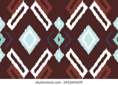 Art print of Ikat Seamless Pattern Design for background,carpet,wallpaper,clothing,wrapping,Batik,fabric,Vector illustration.embroidery style.