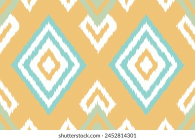 Impresión artística de Ikat Diseño de patrón sin costura para el fondo, alfombra, Fondo de pantalla, ropa, envoltura, Batik, tela, estilo de bordado de Ilustración vectorial.