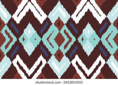 Art print of Ikat Seamless Pattern Design for background,carpet,wallpaper,clothing,wrapping,Batik,fabric,Vector illustration.embroidery style.