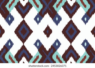 Art print of Ikat Seamless Pattern Design for background,carpet,wallpaper,clothing,wrapping,Batik,fabric,Vector illustration.embroidery style.