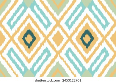 Art print of Ikat Seamless Pattern Design for background,carpet,wallpaper,clothing,wrapping,Batik,fabric,Vector illustration.embroidery style.