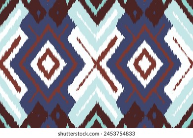 Art print of Ikat Seamless Pattern Design for background,carpet,wallpaper,clothing,wrapping,Batik,fabric,Vector illustration.embroidery style.