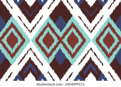 Art print of Ikat Seamless Pattern Design for background,carpet,wallpaper,clothing,wrapping,Batik,fabric,Vector illustration.embroidery style.