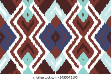 Art print of Ikat Seamless Pattern Design for background,carpet,wallpaper,clothing,wrapping,Batik,fabric,Vector illustration.embroidery style.