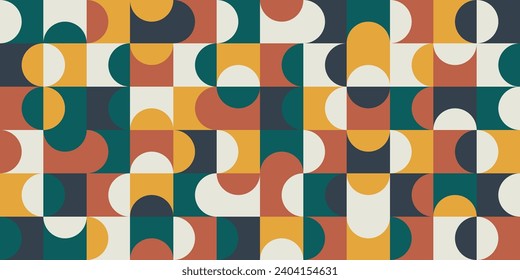 Art print mid century modern half circles pattern. Seamless geometrical mid century wallpaper, pattern.