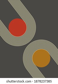 Art print trendy minimalist abstract contemporary poster for wall decoration, placard, brochure cover. Decoration cover. Boho art. Interior decoration. Wall art. Vintage, retro.